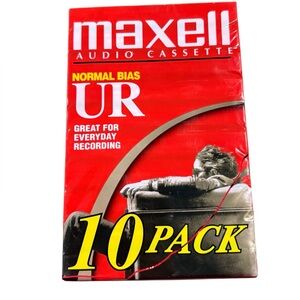 New Blank Maxell UR Audio 90 Minutes Cassette 10-Pack - Red Packaging